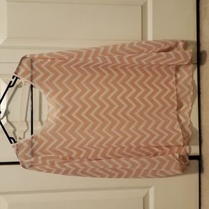 Charming Charlie pink and white chevron long sleeves size medium
